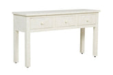 Bone Inlay Floral 3 Drawer Floral Console Edge White 2